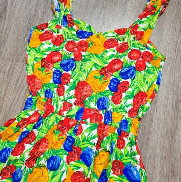 Vintage Candy Floss Fruits Print Pin Up Rockabilly Dress Kawaii Kitsch 50's XS/S - Picture 7 of 16